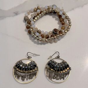 Bundle | Brown Tones Beaded Jewelry Bracelet and Earrings Set